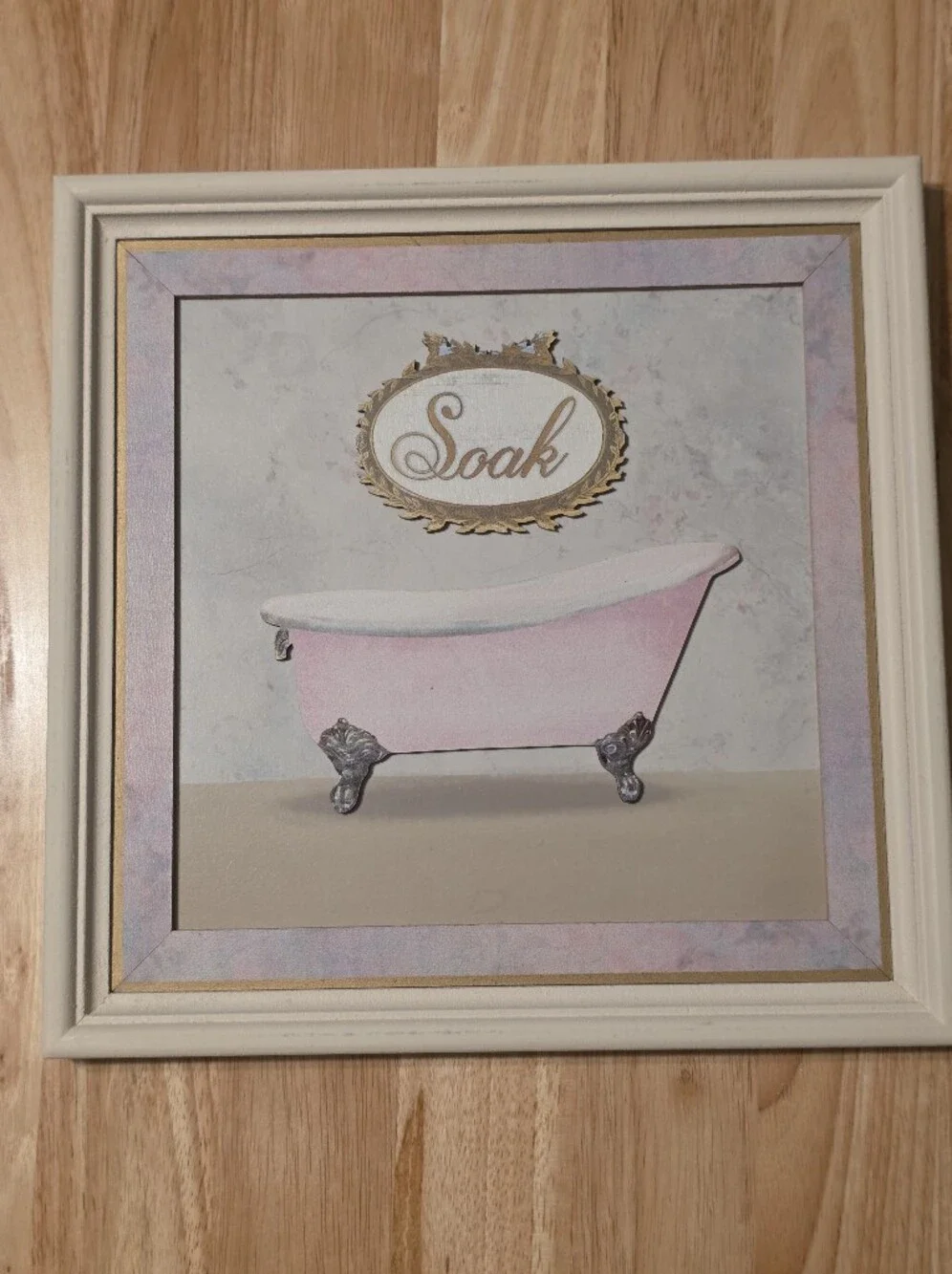 Ashland Pink Clawfoot Tub Wall Art with Gold 